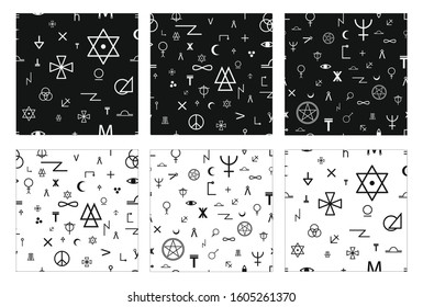 Bundle Seamless Pattern Occultism Version for your product design. Occultism pattern for your event.