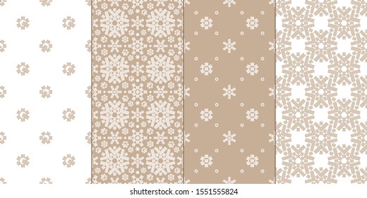 The bundle of seamless patterns with geometrical snowflakes