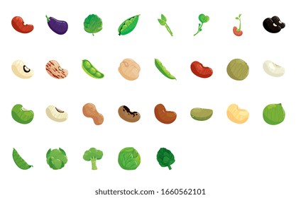 bundle seeds and vegetables set icons vector illustration design