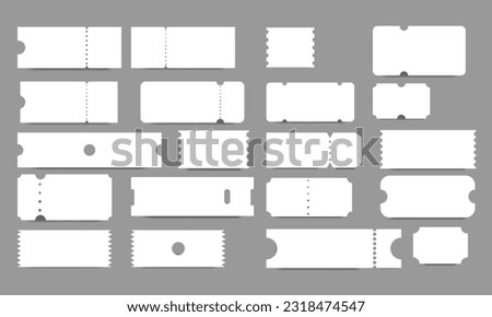 Bundle set 20 Coupon cards, tickets, gift vouchers or certificates. Discount coupons, promotional sale ticket cards for websites, social media. Set of cards on gray background, vector illustration.
