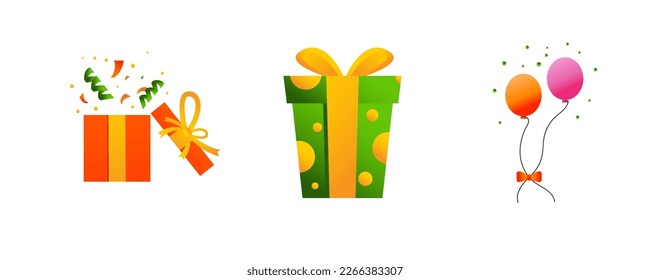 Conjunto de paquetes de 3 sorpresas de regalo , ilustración vectorial