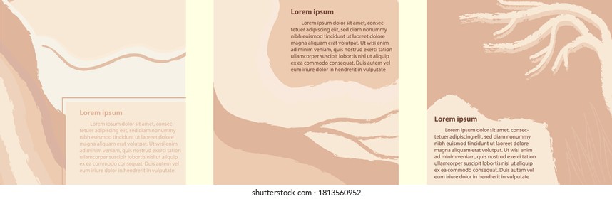 Conjunto de fondos abstractos. Dibujaron a mano varias formas y objetos de garabatos. Ilustraciones contemporáneas de moda de Vector. Con colores pastel