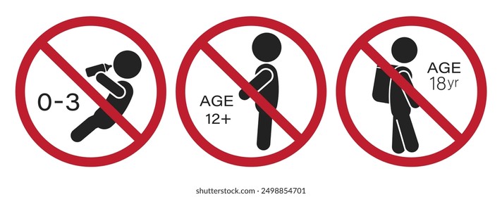 Bundle set age restricted sign 0-3, 12 teen toddler, 18 adult sign