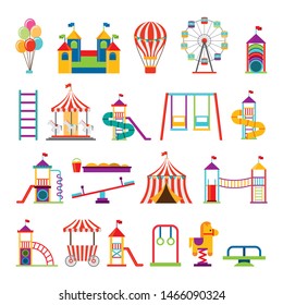 bundle of set amusement park icons vector illustration design