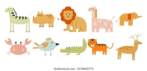 bundle set Animal Cute. vector illustration	