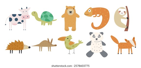 bundle set Animal Cute. vector illustration	