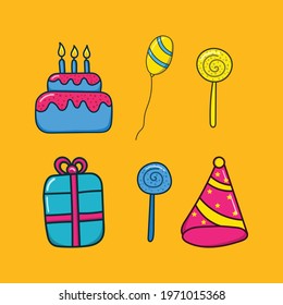 bundle set of birthday illustration