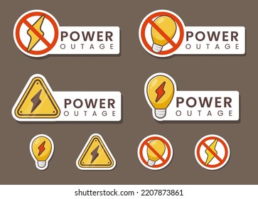 Bundle Set Blackout Power Outage Icon Sticker.