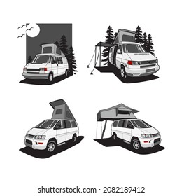  bundle set  camper van car vector