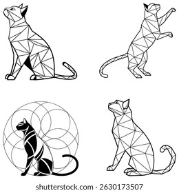 Bundle set cartoon cat icon continuous one line drawing outline eps 10