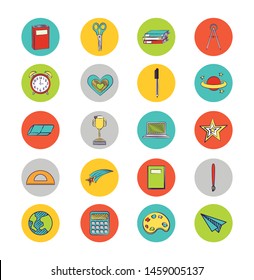 bundle of set colorful back to school icons vector illustration design