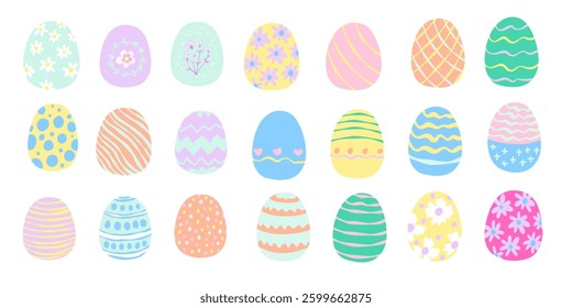 Bundle set of cute rabbit bunny easter pastel color with green bushes and eggs vector graphic illustration