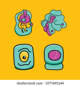 bundle set of doodle abstract creature illustration