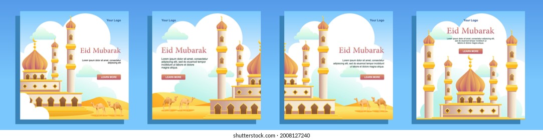 a bundle set of Eid al-Adha theme ad designs. can be used as social media advertisements, website designs, presentations, flyers, etc.