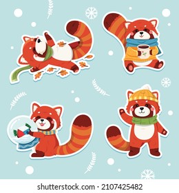 paquete, conjunto de elementos ardilla divertida lindo calcomanía de animales de invierno, adecuado para el diseño de impresión, tarjeta de saludo, invitación, vectorial estilo de ilustración plana