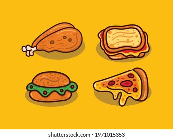 bundle set of fast food illustration