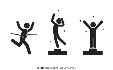 Bundle set finish, goal, winner, podium sport pictogram