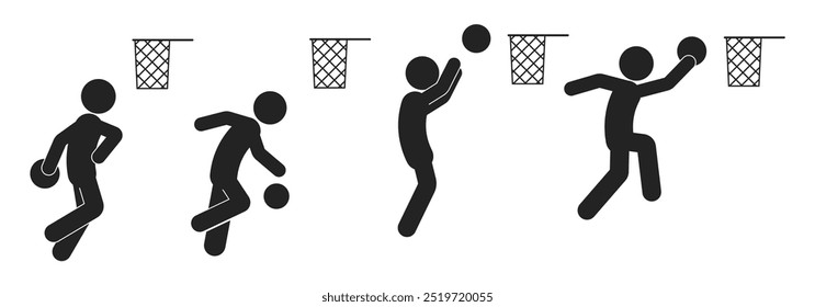 Bundle-Set-Symbol Sport-Piktogramm von Basket Ball, gesunde Aktivitäten Zeichen