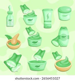 Ilustración de conjunto de Paquete Aloe Vera Cuidado corporal