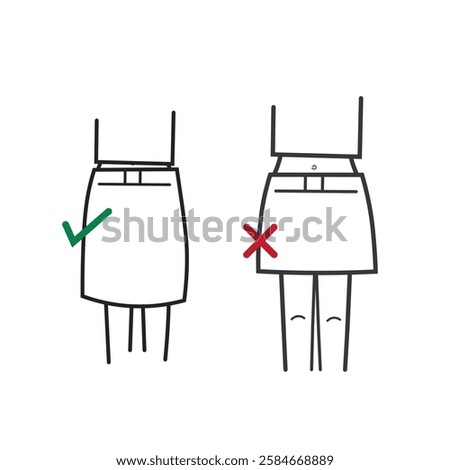 Bundle set instruction to wear a long skirt or pants, shorts and short skirts are prohibited