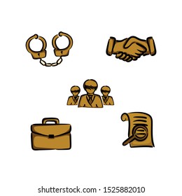 Bundle set of Law and Attorney Logo vector icon. For business office, book cover, background decoration, vintage silhouette illustration. stamp