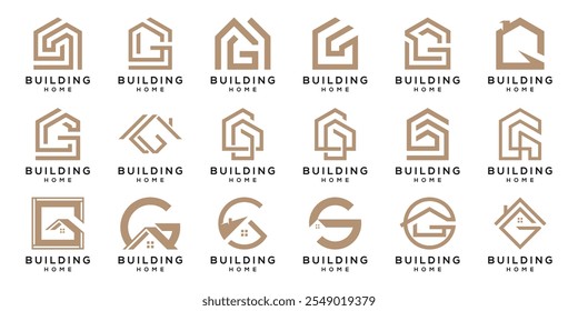 Bundle-Set Buchstabe G Home Building Design Logo Vektor
