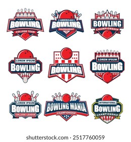 Bundle set of logo templates with Bowling theme