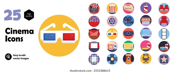 Bundle set of movies set icons vector illustration design, flat style