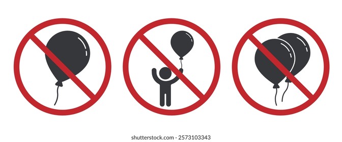 Bundle set prohibition on bringing balloons indoors, on a bus, or train. Flying balloon crossed out 