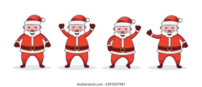 Bundle Set Santa Claus Vector Icon Illustration. Flat Cartoon Style Suitable for Web Landing Page, Banner, Flyer, Sticker, Card, Background