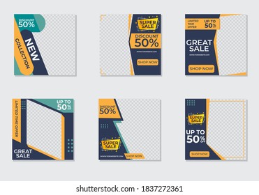 bundle set of social media banner sale templates, modern social media banner templates, discount sales social media banner templates