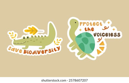  Bundle Set Sticker Widlife. Vector illustration