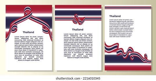 bundle set thailand flag ribbon cover a4 design, for covers, certificates, booklets, catalogs, flyers, posters, etc.