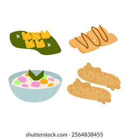 Bundle Set of Thailand Street Food. Vector Illustration