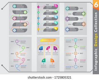 Bundle set timeline infographics design vector business concept with 5 options, steps or processes 