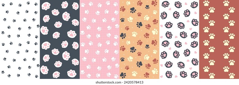 Bundle Set Whimsical Cat and dog Paw print Pattern Adorable Feline Prints for Your Creative Delight