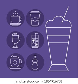 bundle of seven beverages set icons vector illustration design