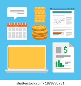 bundle of seven sales and finance analysis icons vector illustration design