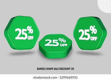 DESCUENTO DE VENTA DE FORMA DE BUNDLE COLOR VERDE 3D