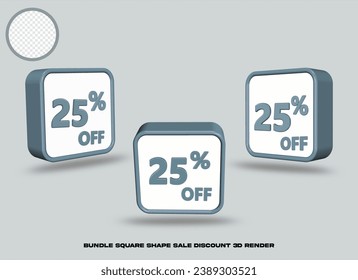 venta de forma de paquete descuento promoción de color gris y blanco 3D