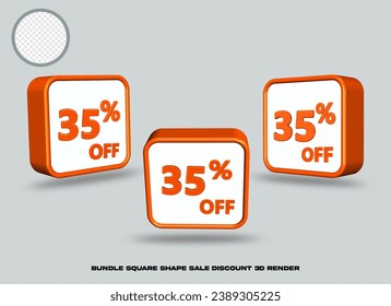 venta de forma de paquete descuento promoción de color naranja y blanco 3D