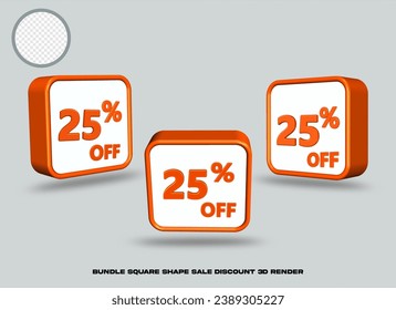 bundle shape sale discount promotion orange and white color 3D