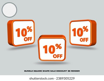 venta de forma de paquete descuento promoción de color naranja y blanco 3D