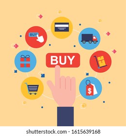 bundle of shopping online technology vector illustration design