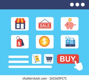bundle of shopping online technology vector illustration design