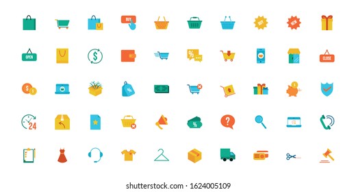 bundle of shopping set icons vector illustration design