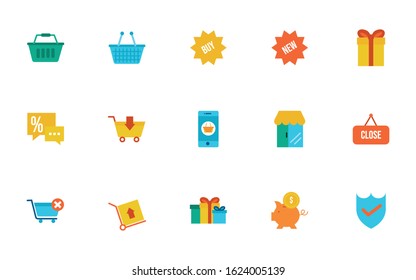 bundle of shopping set icons vector illustration design