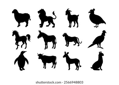 bundle of silhouette 12 animals 