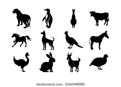 bundle of silhouette animals design
