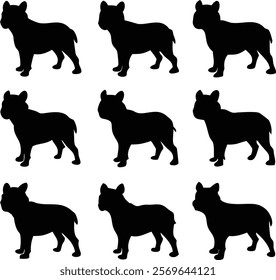 A bundle of silhouette dog icon vector illustration.